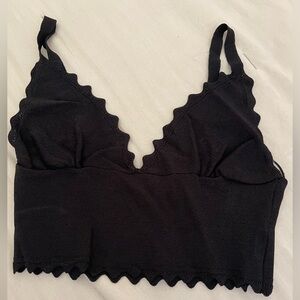Zara Knit Triangle Black Bralette Croptop zig zag - Medium
